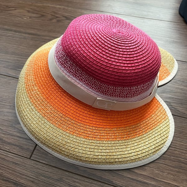 Ocean Pacific Paper Sun Hat Size O/S Multi-Color Striped Straw