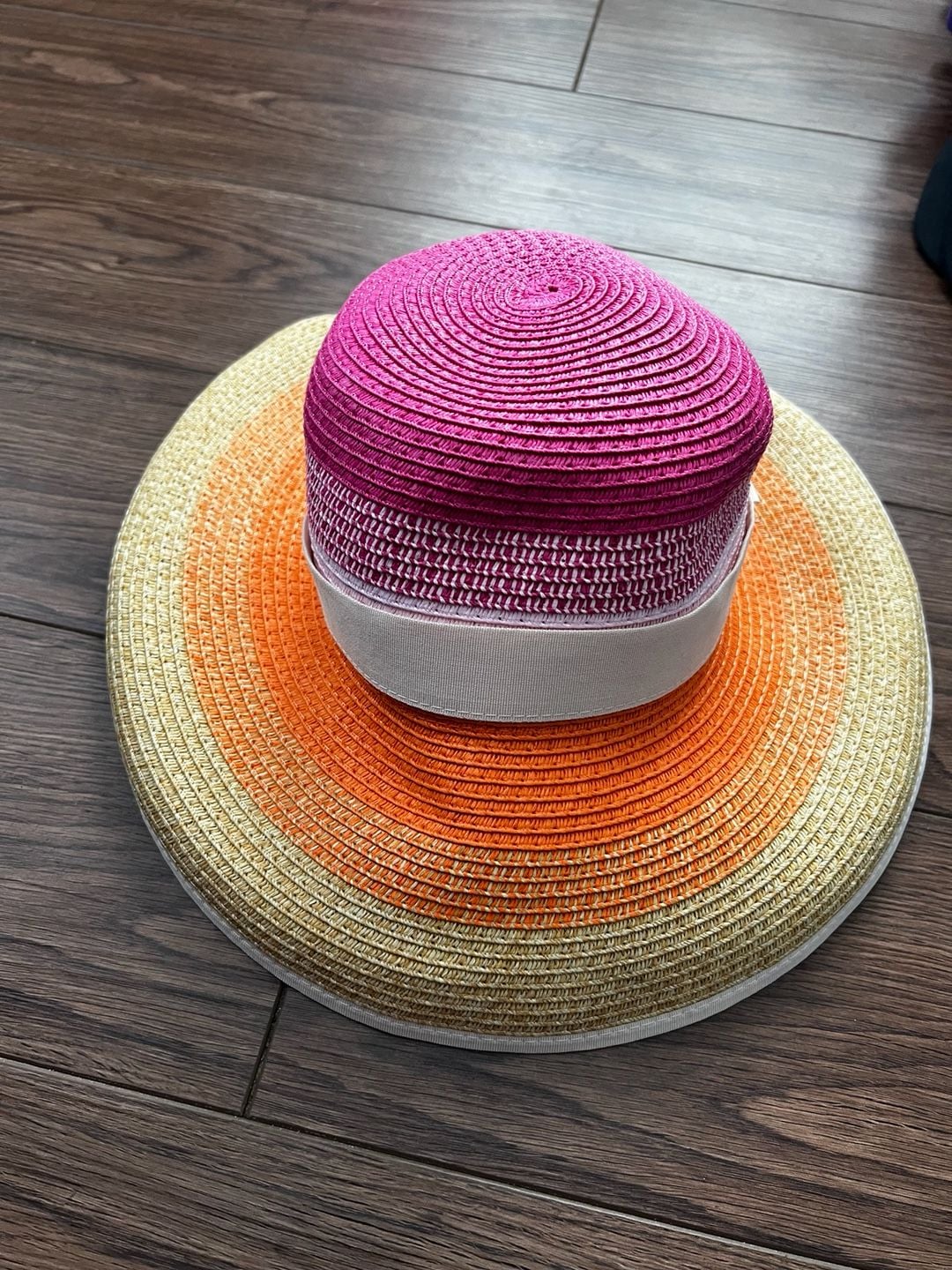 Ocean Pacific Paper Sun Hat Size O/S Multi-Color Striped Straw 3