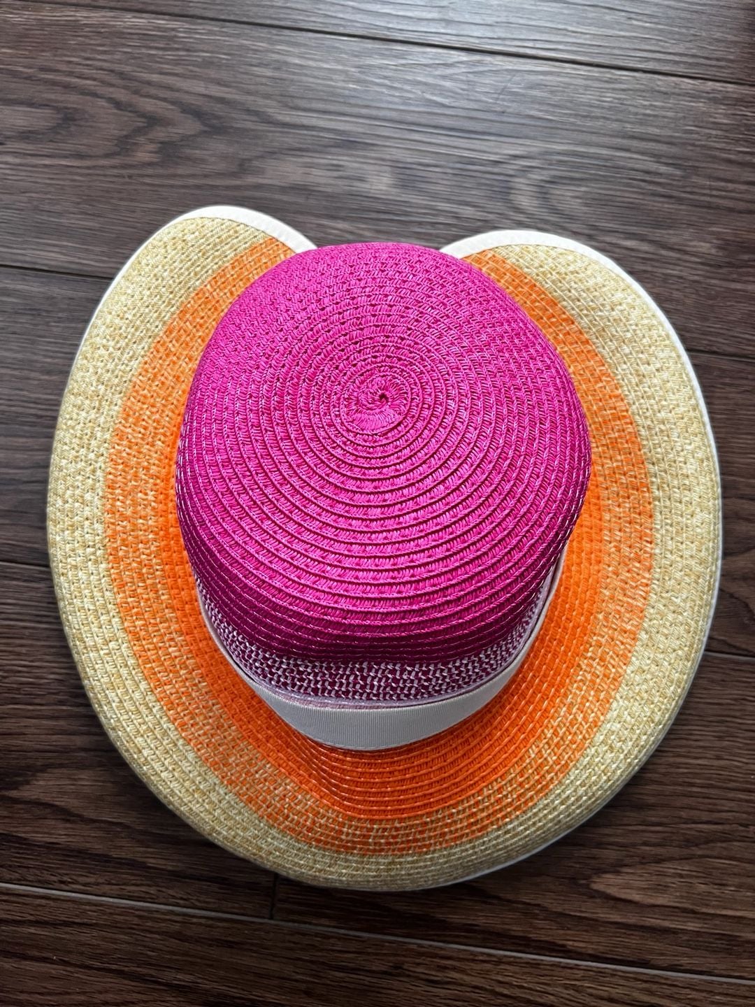 Ocean Pacific Paper Sun Hat Size O/S Multi-Color Striped Straw 4