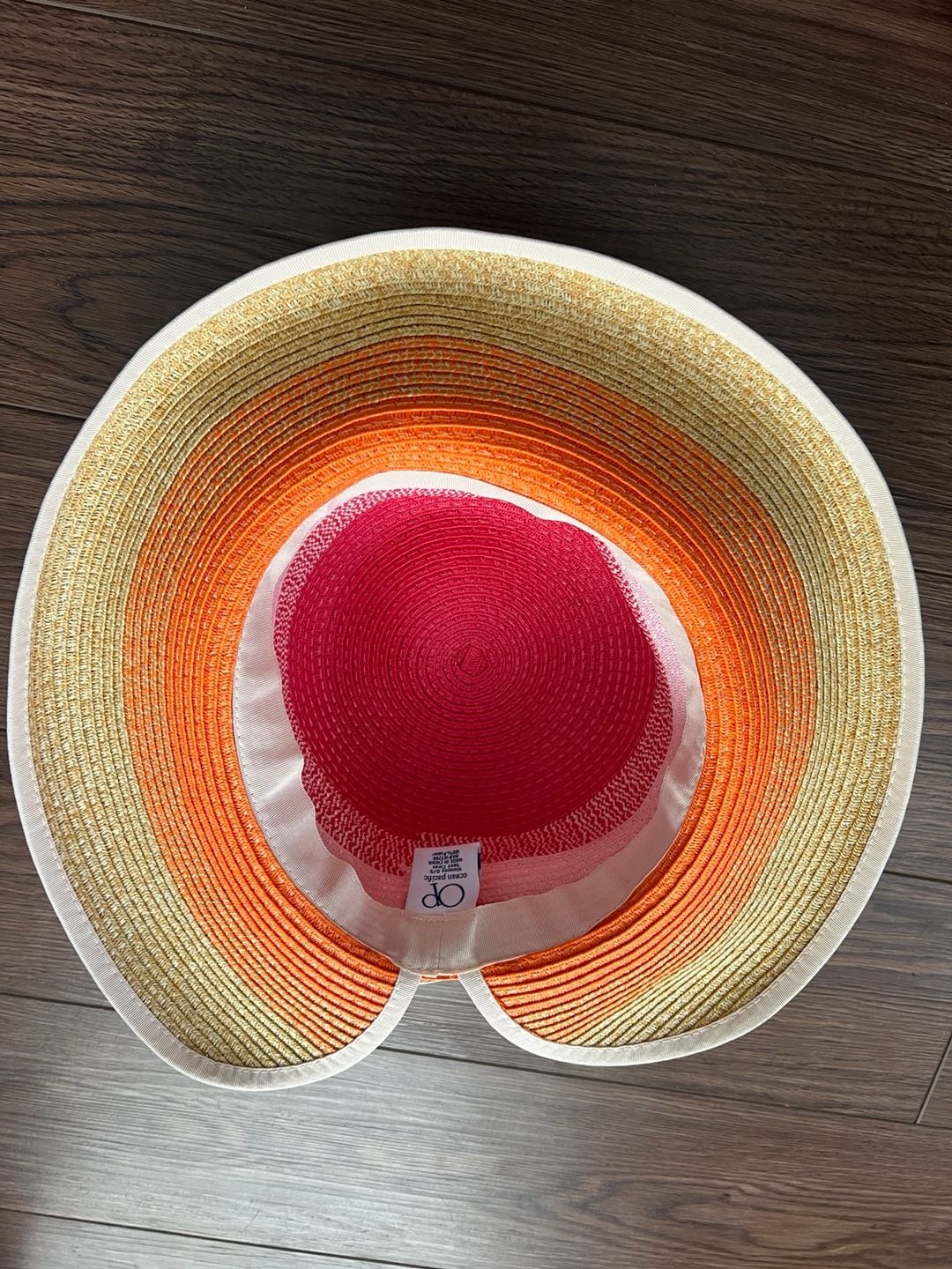 Ocean Pacific Paper Sun Hat Size O/S Multi-Color Striped Straw 6