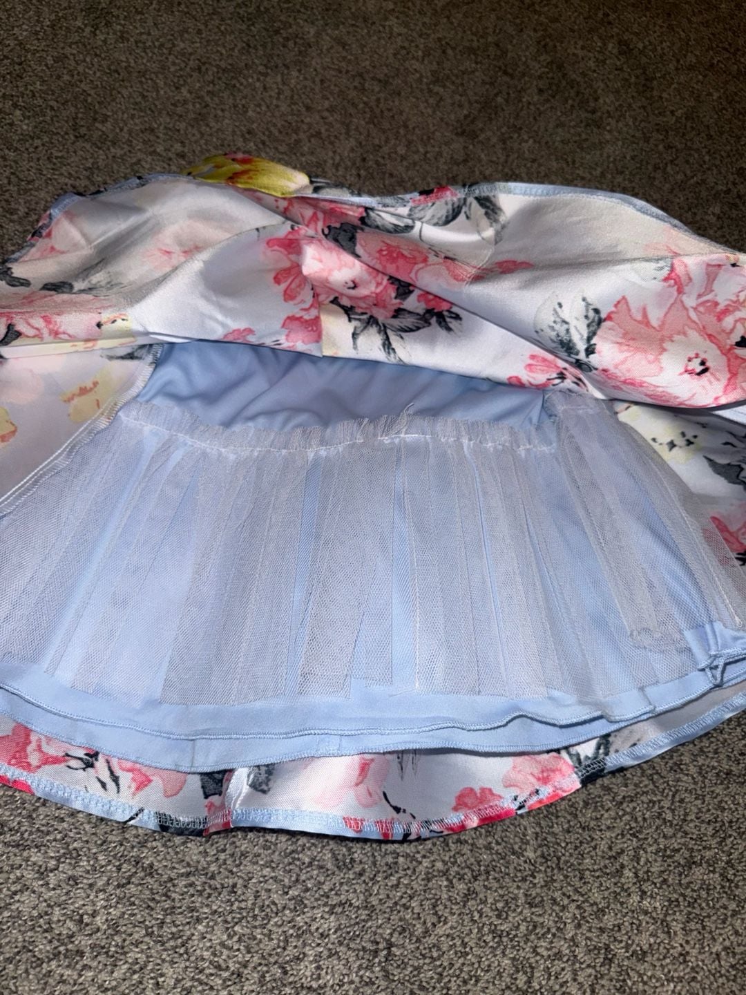 B. Darlin Skirt Size 1/2 Light Blue Floral Satin Flared Homecoming 4