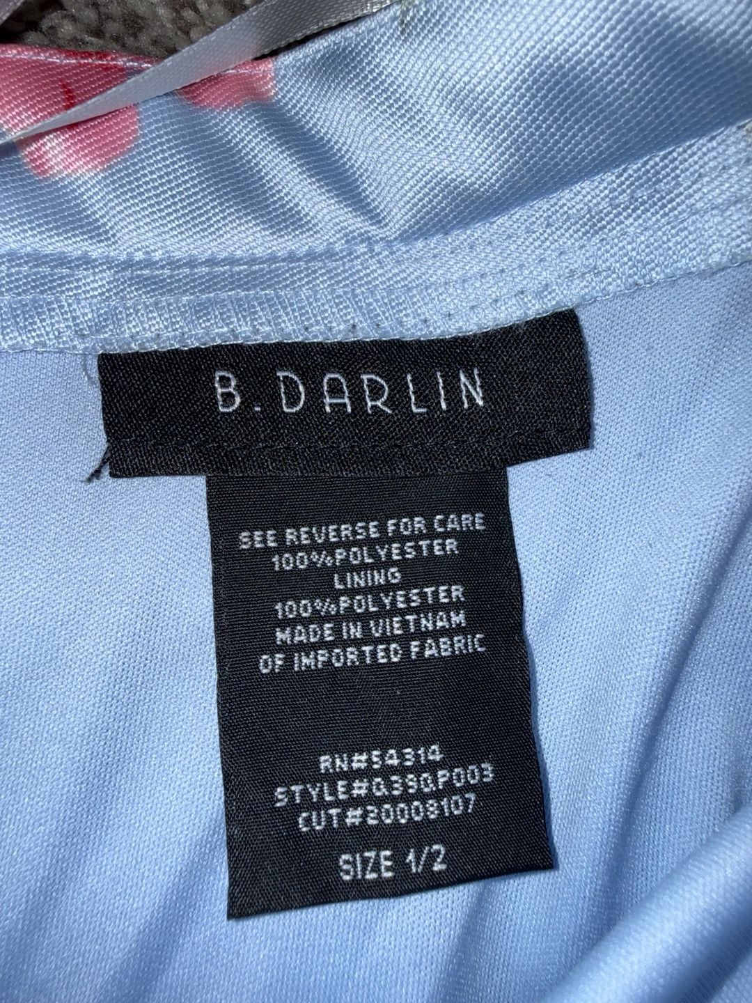 B. Darlin Skirt Size 1/2 Light Blue Floral Satin Flared Homecoming 5