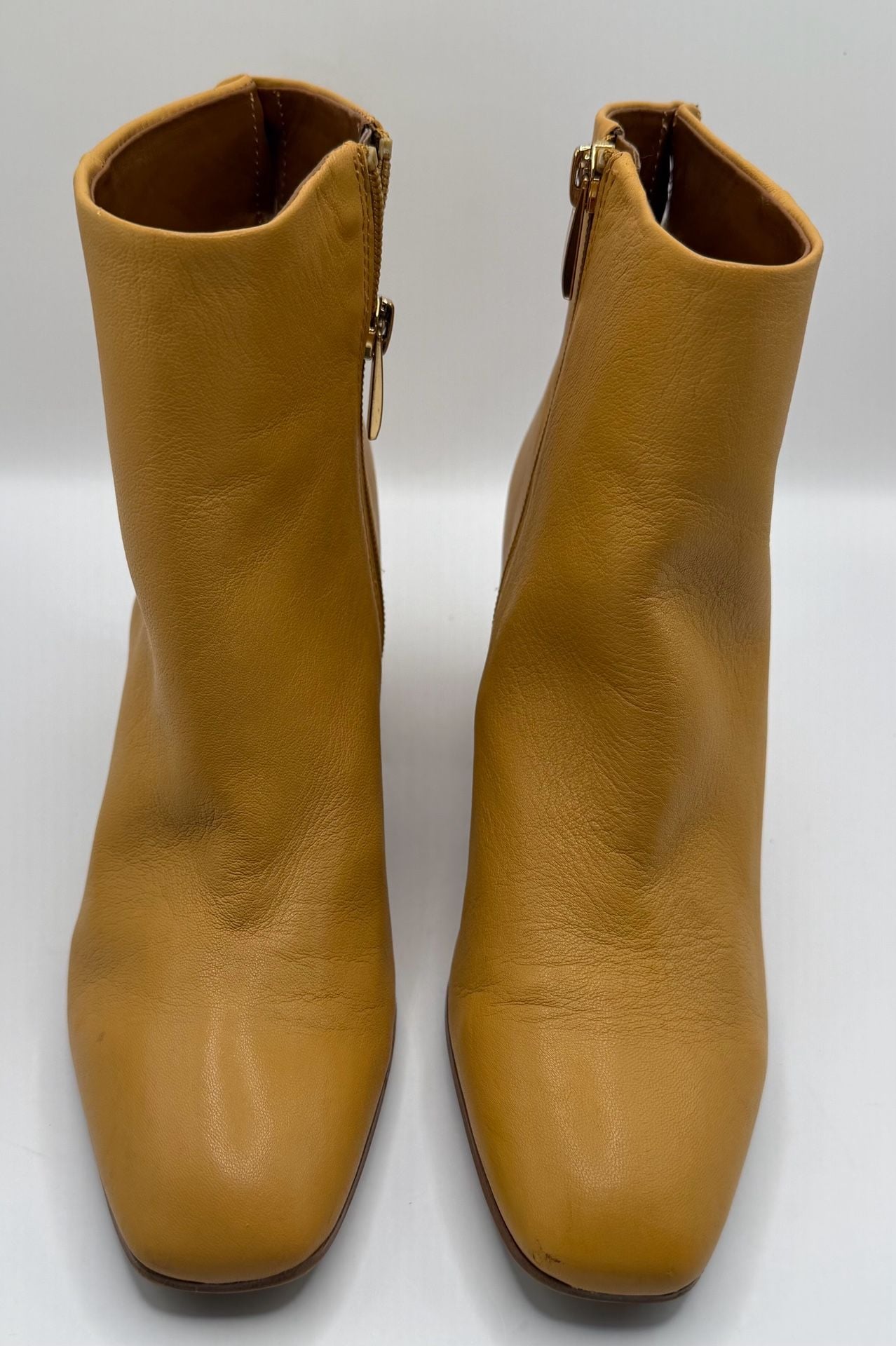 Franco Sarto Tina Ankle Boots Size 6.5M Yellow Leather Chunky Heel 2