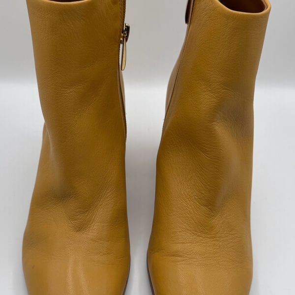 Franco Sarto Tina Ankle Boots Size 6.5M Yellow Leather Chunky Heel