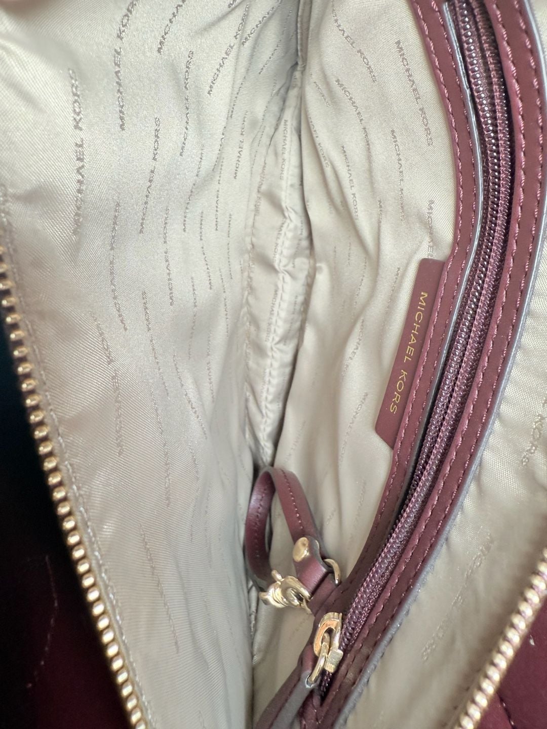 Michael Kors Mercer Large Pebbled Leather Accordion Tote Bag Burgundy 12