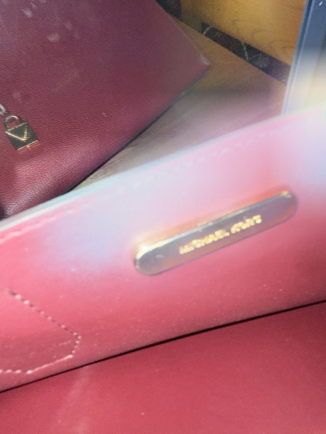 Michael Kors Mercer Large Pebbled Leather Accordion Tote Bag Burgundy 16