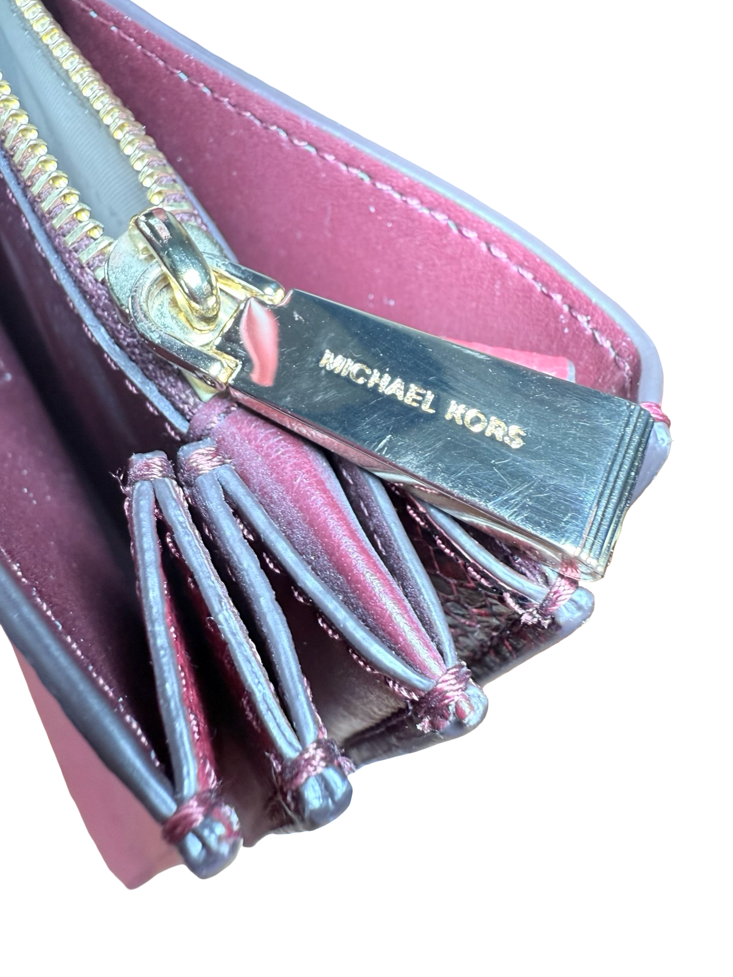Michael Kors Mercer Large Pebbled Leather Accordion Tote Bag Burgundy 19