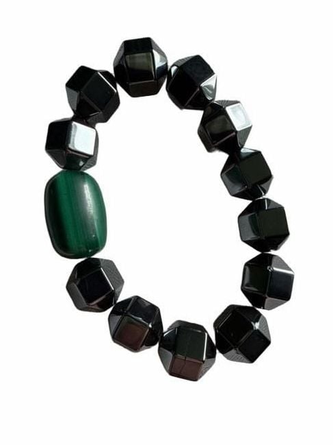 Gemstone Beaded Bracelet Hematite Malachite 2