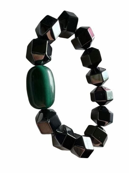 Gemstone Beaded Bracelet Hematite Malachite 3