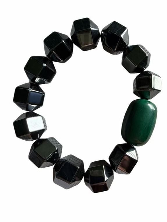 Gemstone Beaded Bracelet Hematite Malachite 5