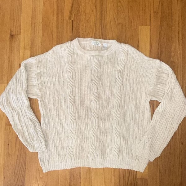 Royalsilk Silk Cotton Blend Knit Pull Over Cream Sweater Womens Sz XL