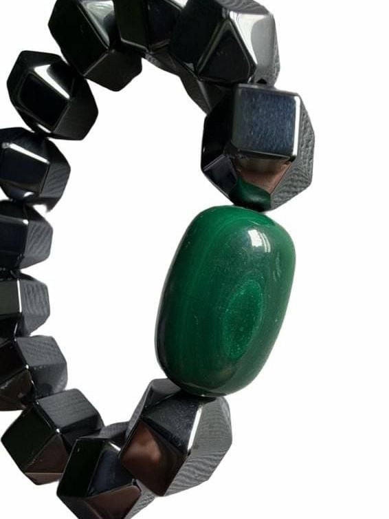 Gemstone Beaded Bracelet Hematite Malachite 4