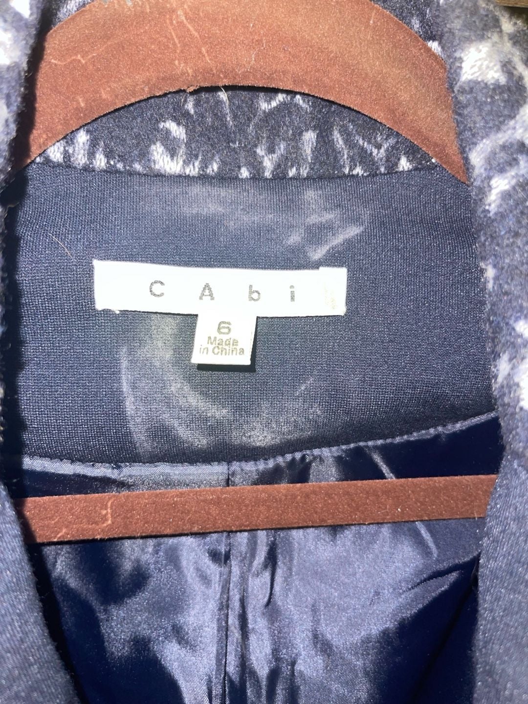 CAbi #109 Navy Velvet Jacquard Wool Blend Blazer 6 Damask Old Money Holiday 5