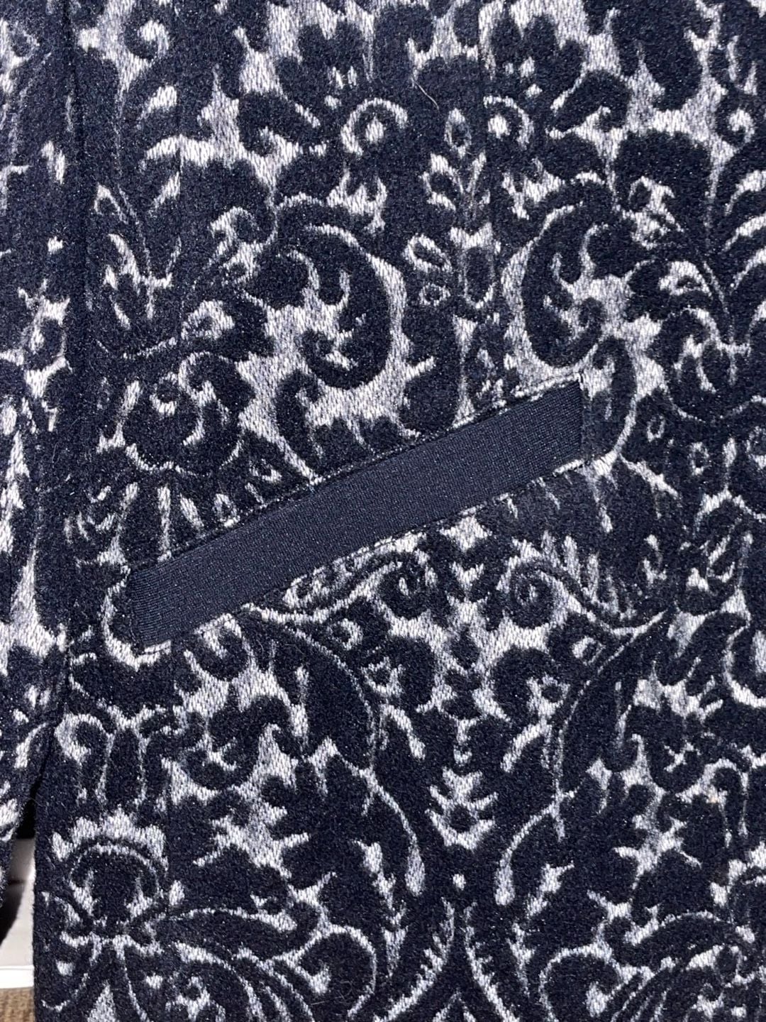 CAbi #109 Navy Velvet Jacquard Wool Blend Blazer 6 Damask Old Money Holiday 9