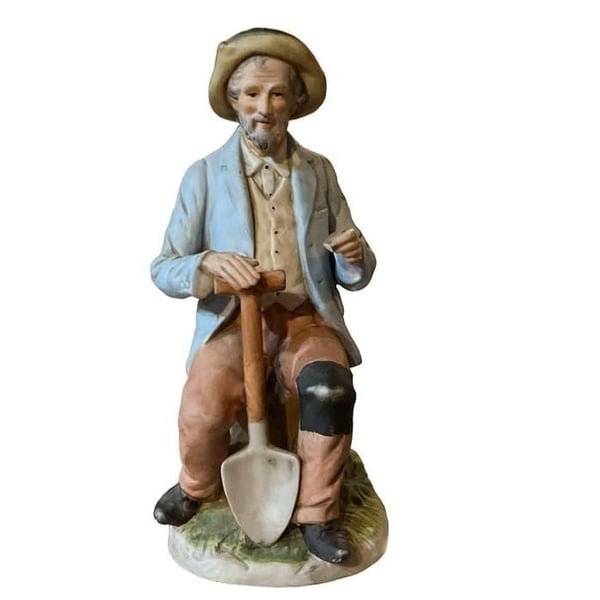 HOMCO #1433 Old Man with Shovel & Pipe Porcelain Figurine