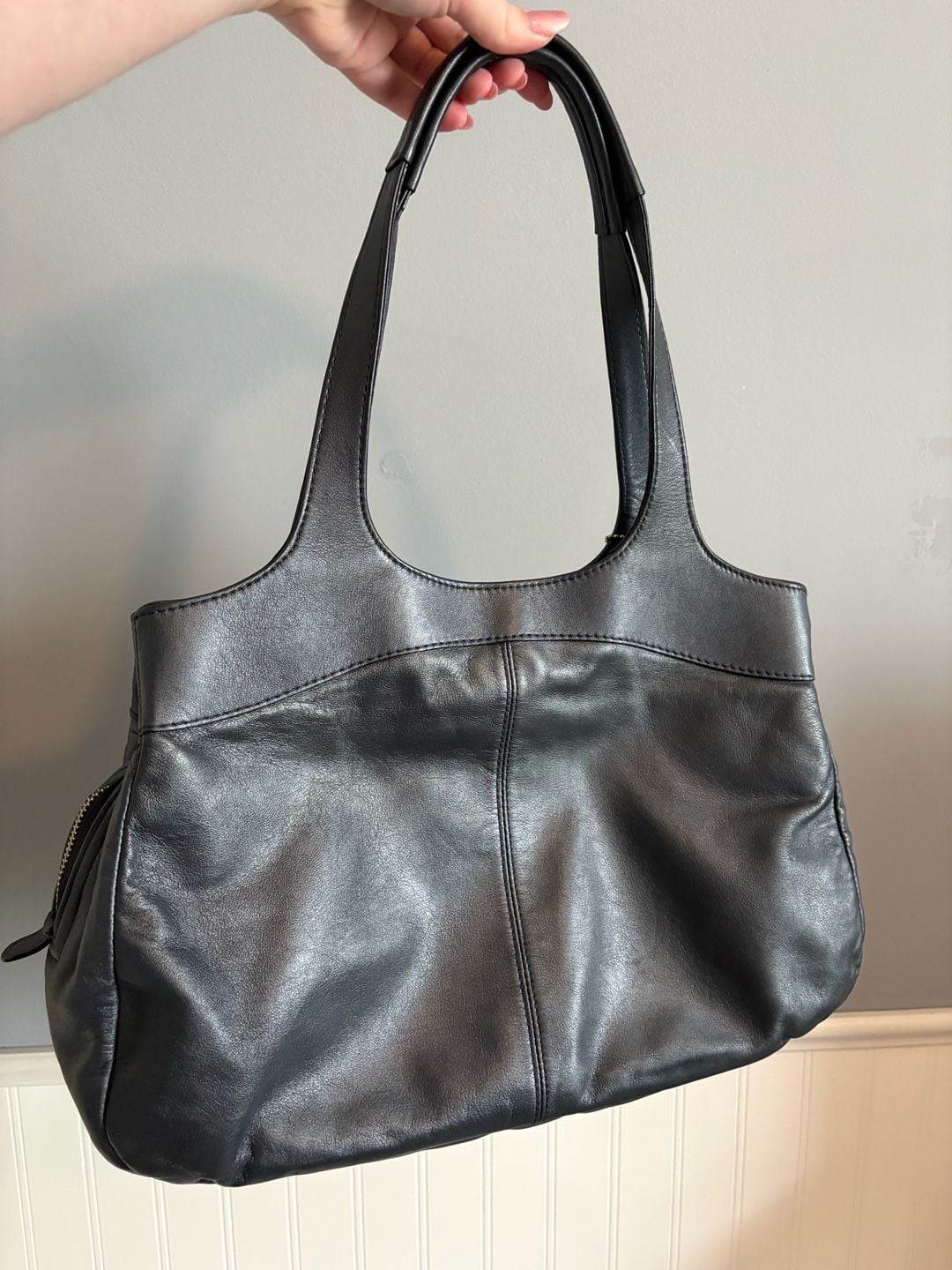 Coach Lexi Metallic Navy Leather Hobo Satchel Shoulder Bag F18829 4