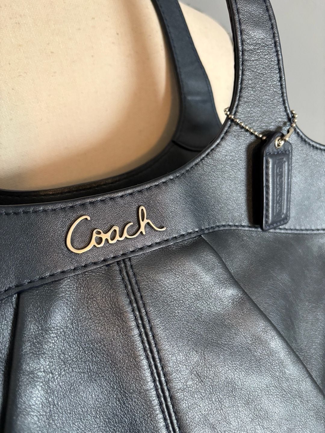Coach Lexi Metallic Navy Leather Hobo Satchel Shoulder Bag F18829 11