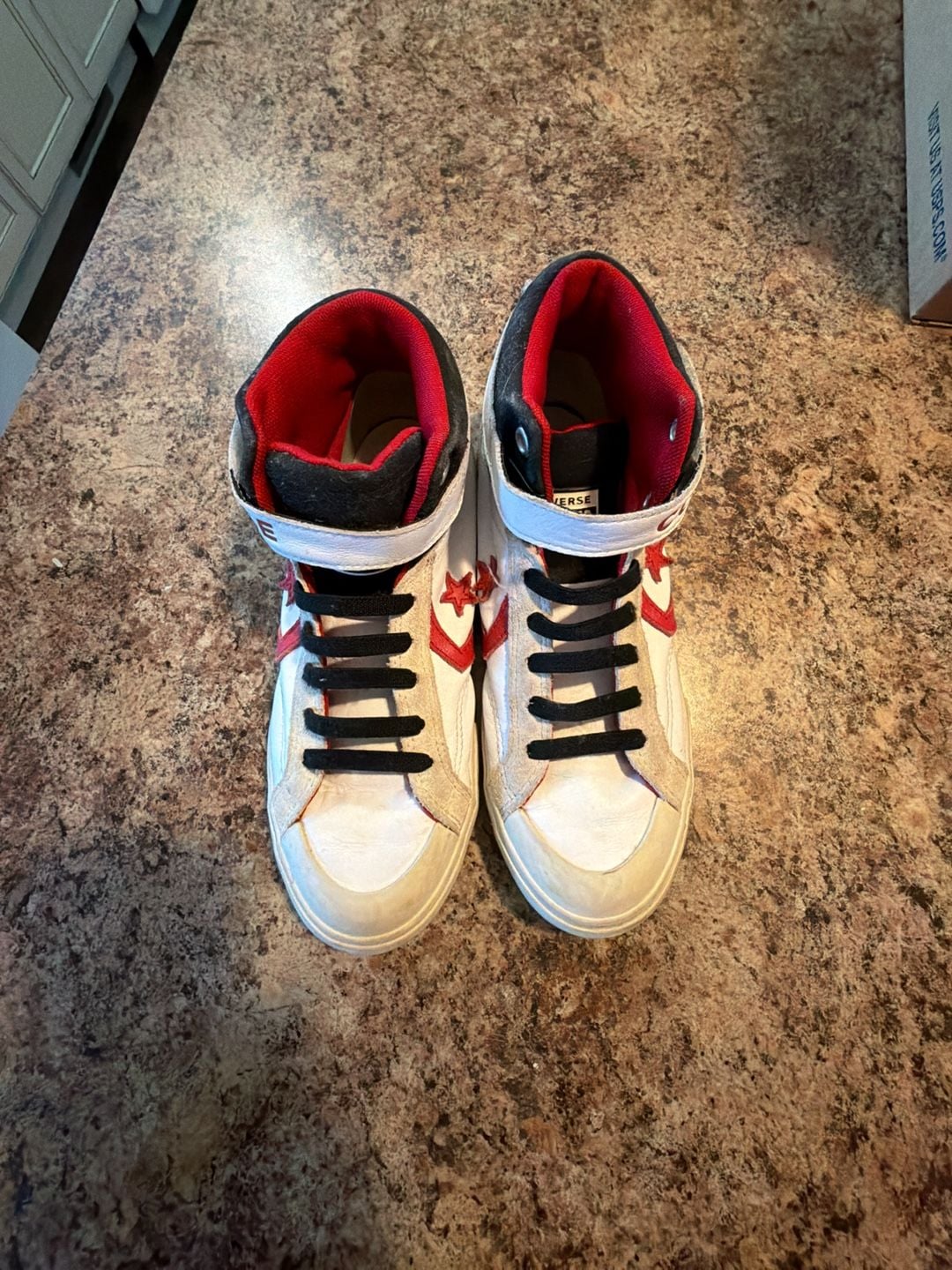 Converse Pro Blaze Strap High Top Sneakers White Red Black Junior 5 2