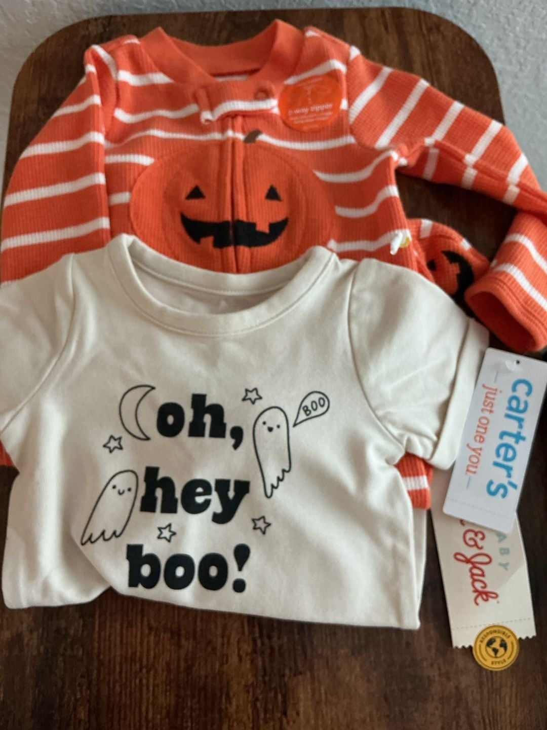 Carter's & Cat & Jack Halloween Bundle Boo Pumpkin one piece-Romper Newborn 1