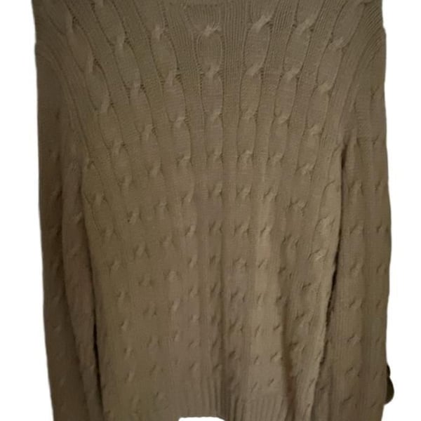 Polo by Ralph Lauren Cable Knit Sweater Size M Beige Silk Hand Knit