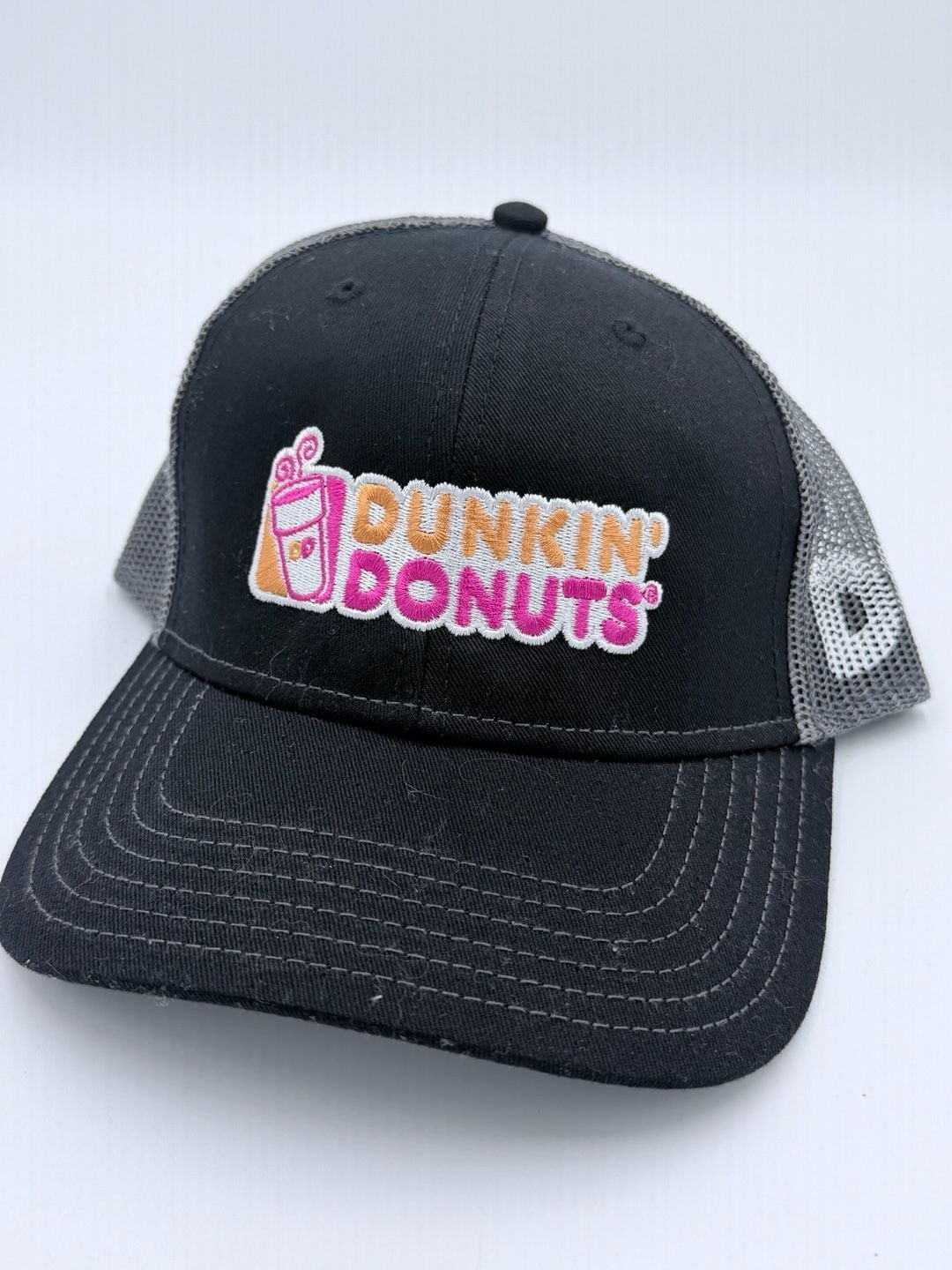Cap America Dunkin' Donuts Trucker Hat Black Gray Mesh Snapback 2