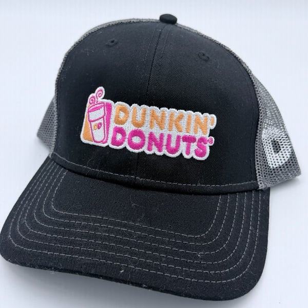 Cap America Dunkin' Donuts Trucker Hat Black Gray Mesh Snapback