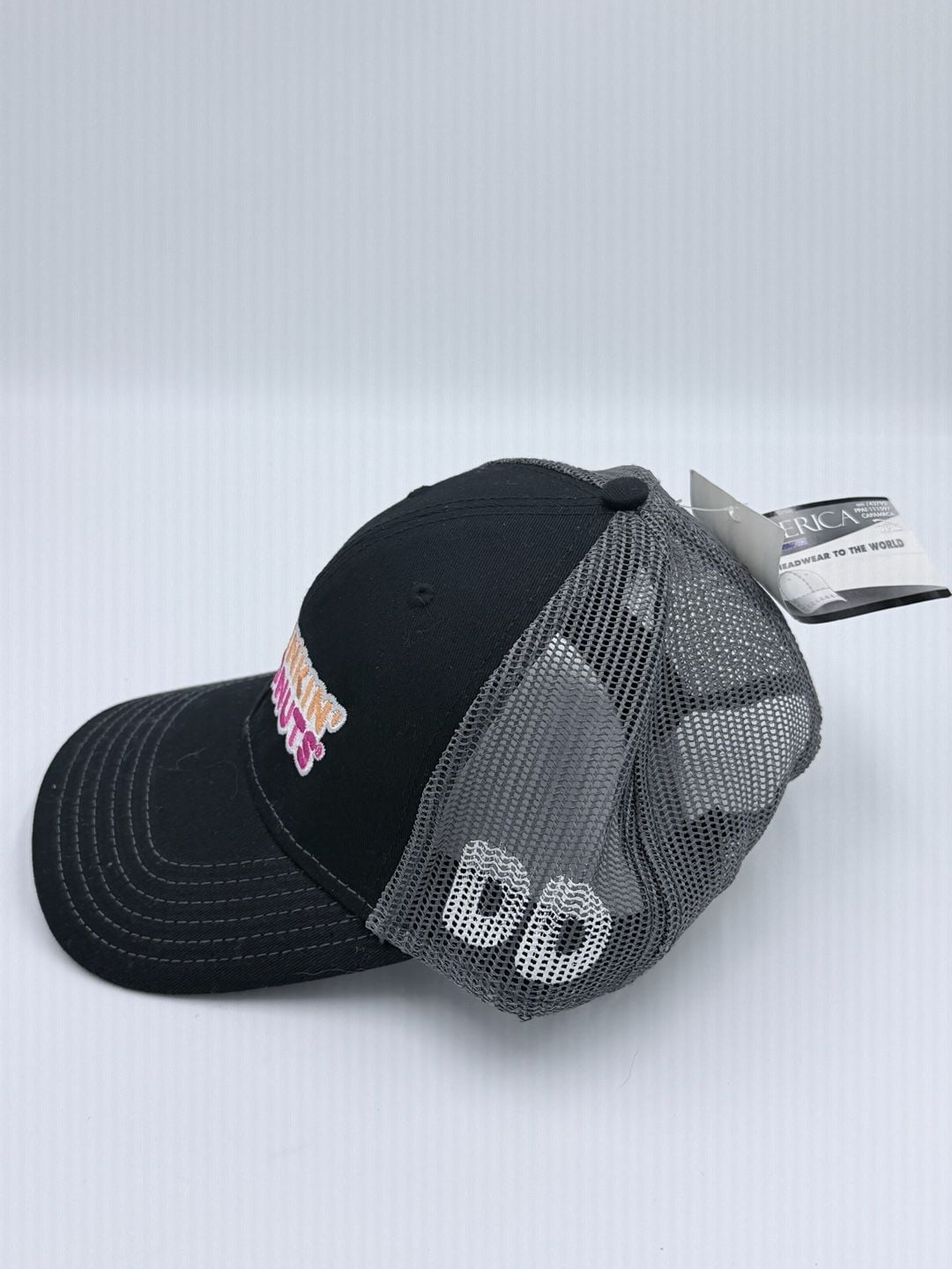 Cap America Dunkin' Donuts Trucker Hat Black Gray Mesh Snapback 3