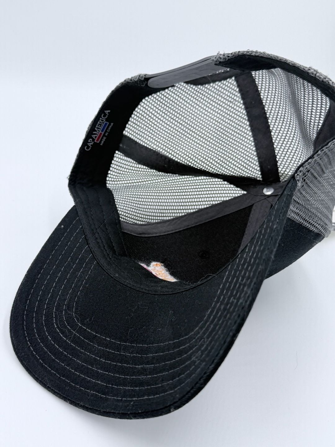 Cap America Dunkin' Donuts Trucker Hat Black Gray Mesh Snapback 6