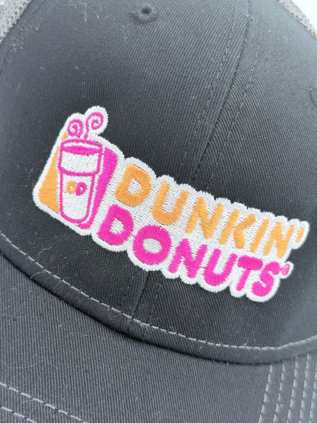 Cap America Dunkin' Donuts Trucker Hat Black Gray Mesh Snapback 9