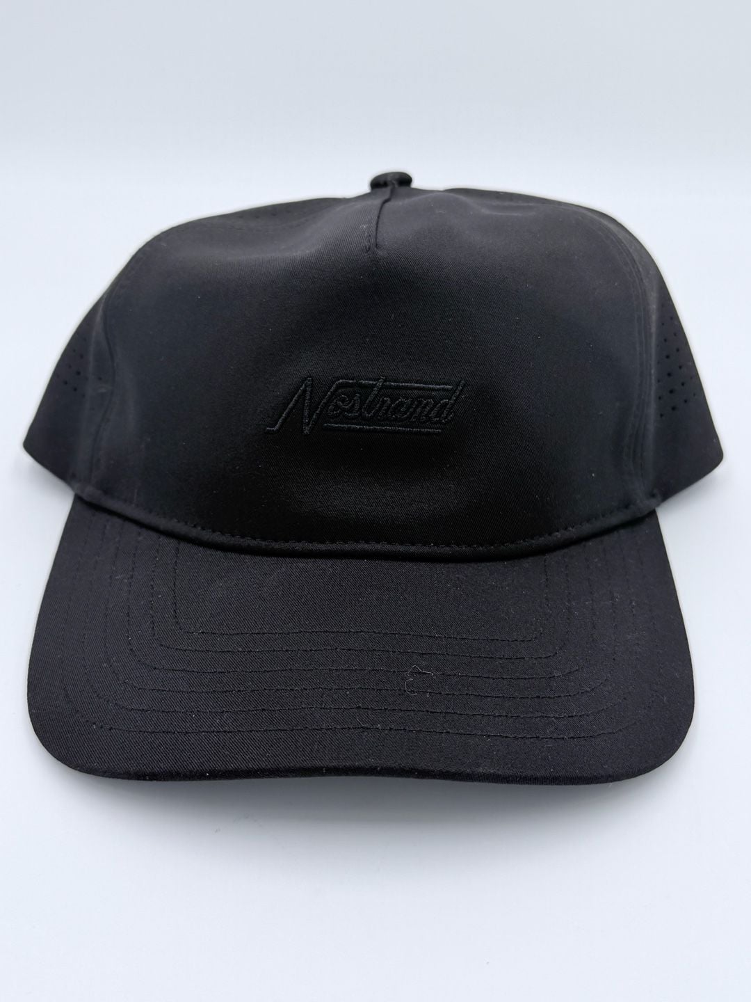 Nestrand Black Perforated Baseball Cap with Adjustable Strap 2