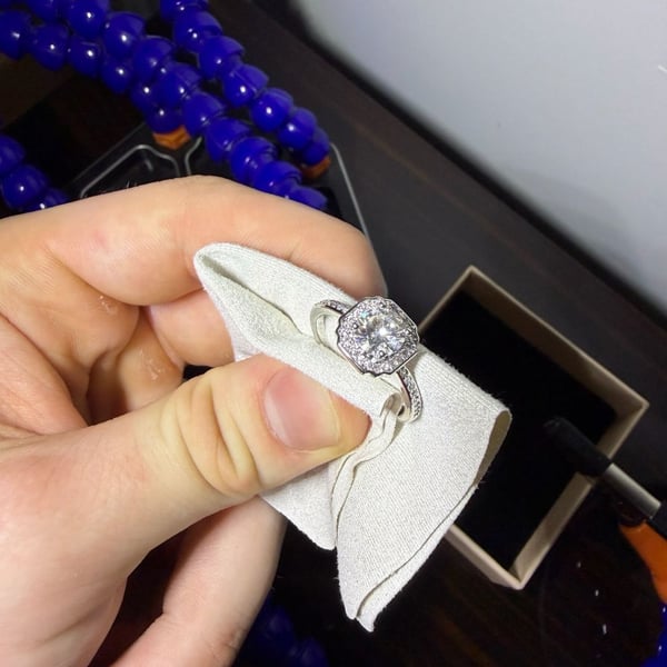 Cushion Cut Moissanite Engagement Ring 1.0ct Split Shank White Gold