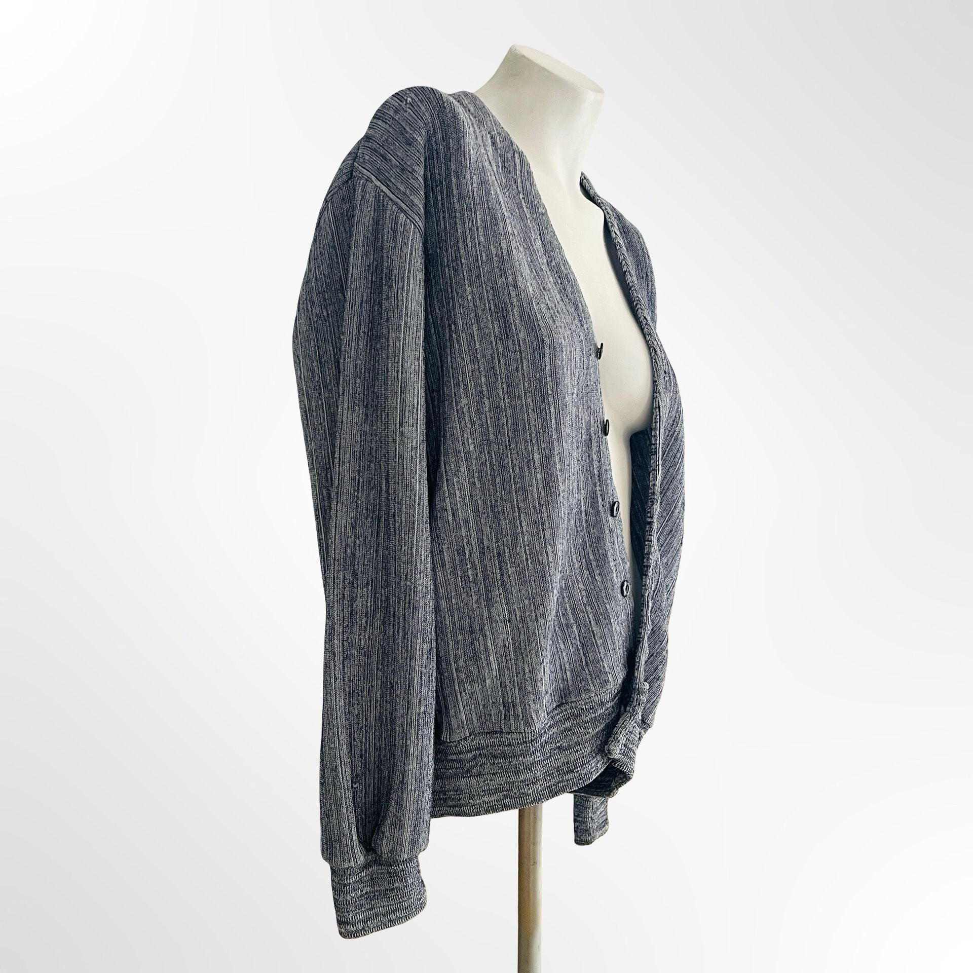 Mount Vernon Cardigan Size XL Gray Ribbed Knit V-Neck Sweater 4