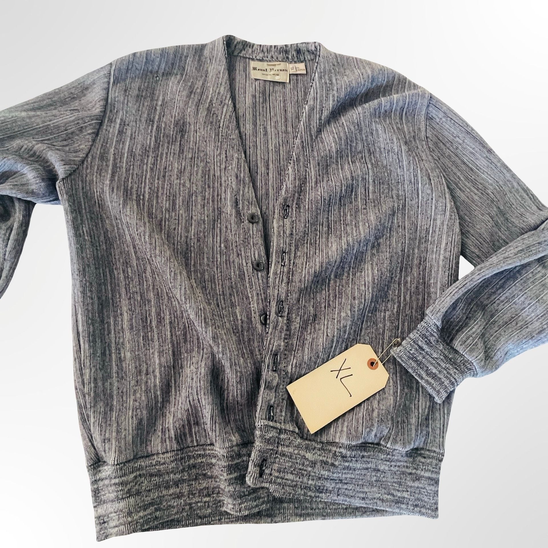 Mount Vernon Cardigan Size XL Gray Ribbed Knit V-Neck Sweater 6