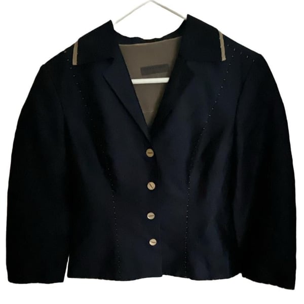 Alberta Ferretti Navy Blue Blazer Jacket Size 8