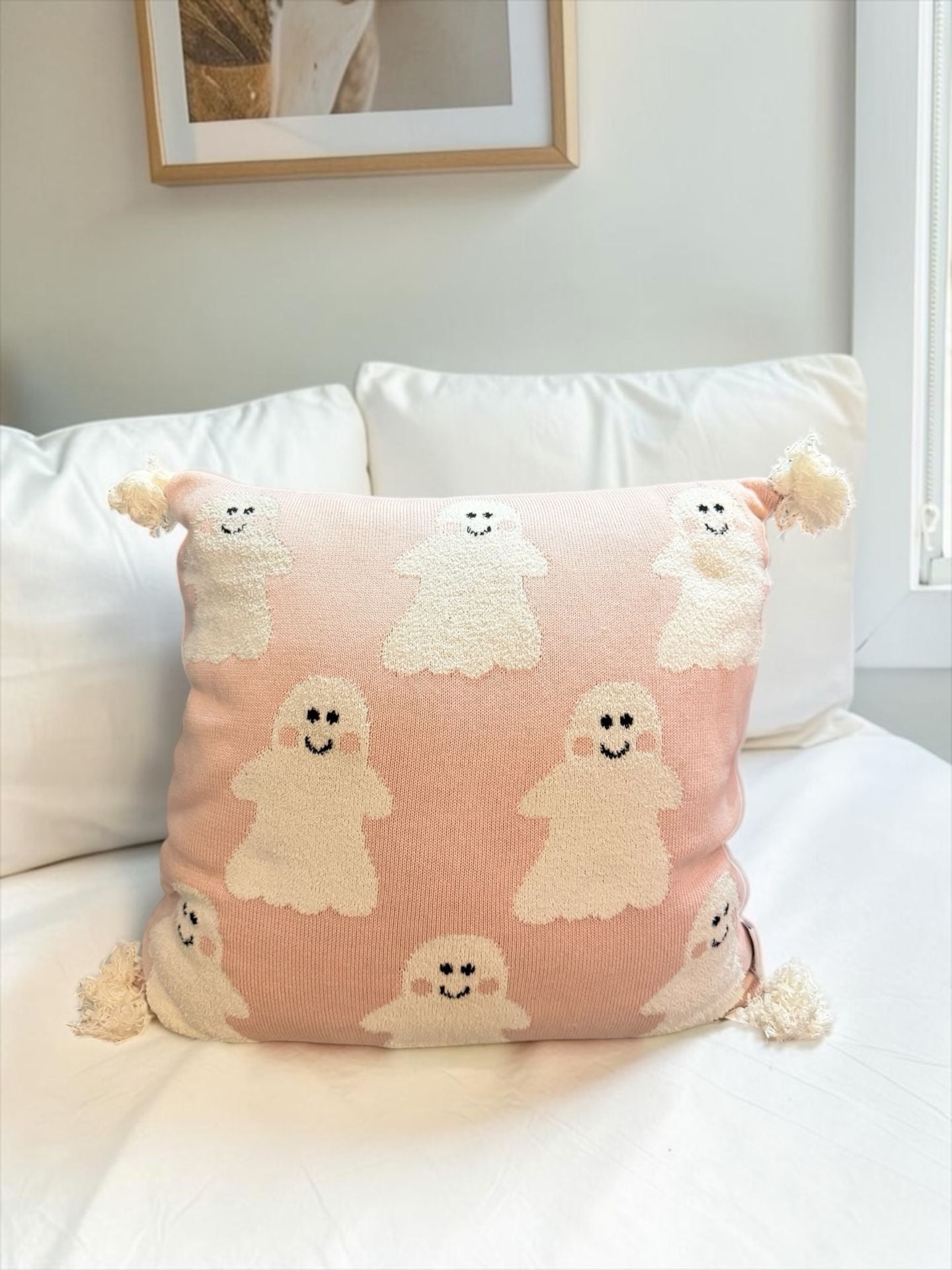 Halloween Pink Ghost Pillow 16.5” New! 1