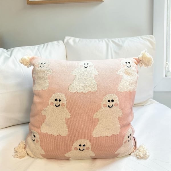 Halloween Pink Ghost Pillow 16.5” New!