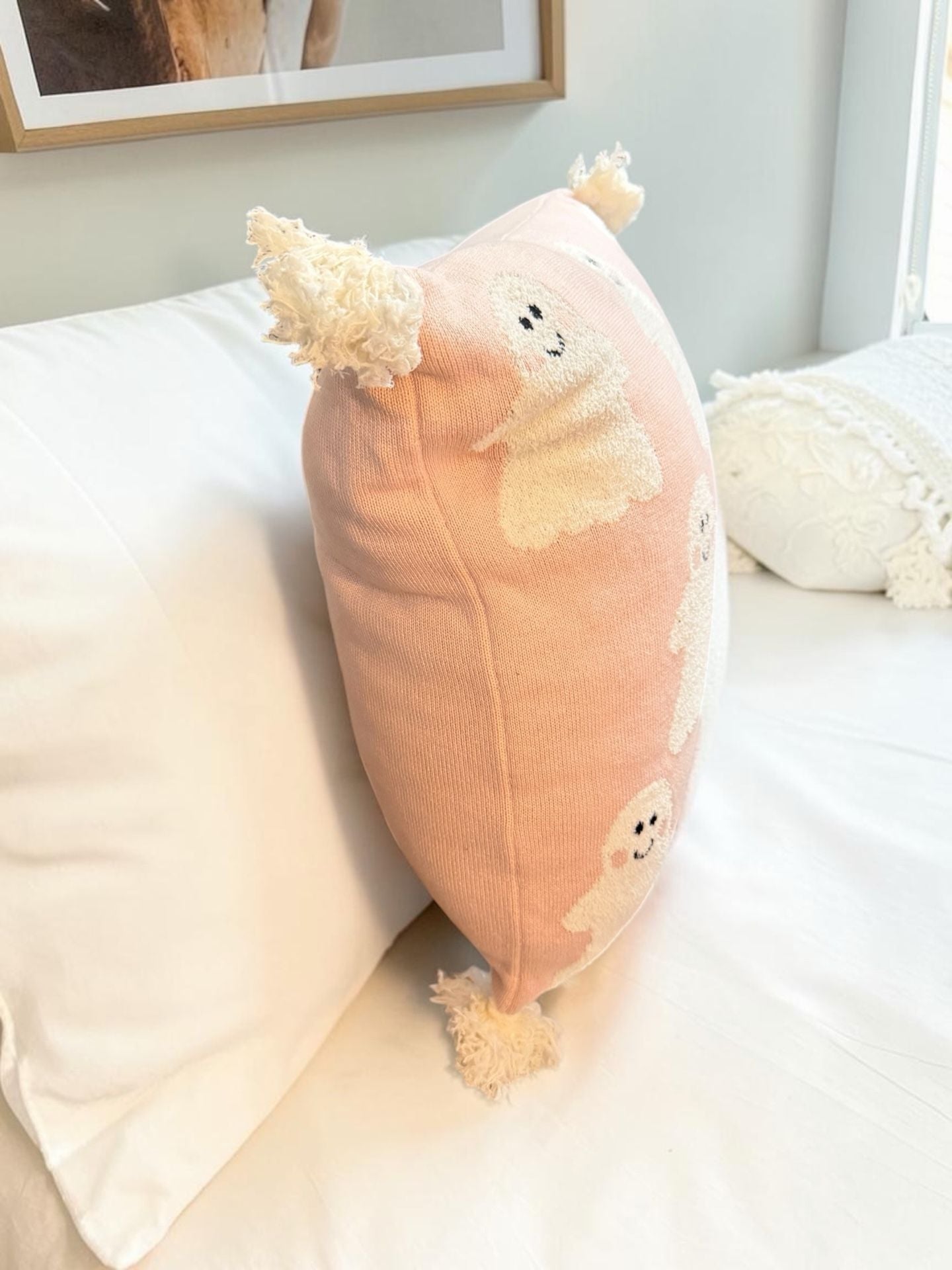Halloween Pink Ghost Pillow 16.5” New! 3