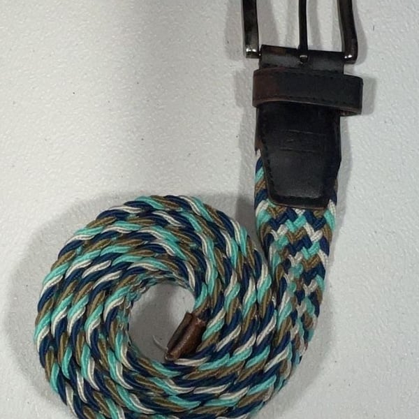 42 Nike G-Flex Braided Golf Belt Blue White Brown Teal
