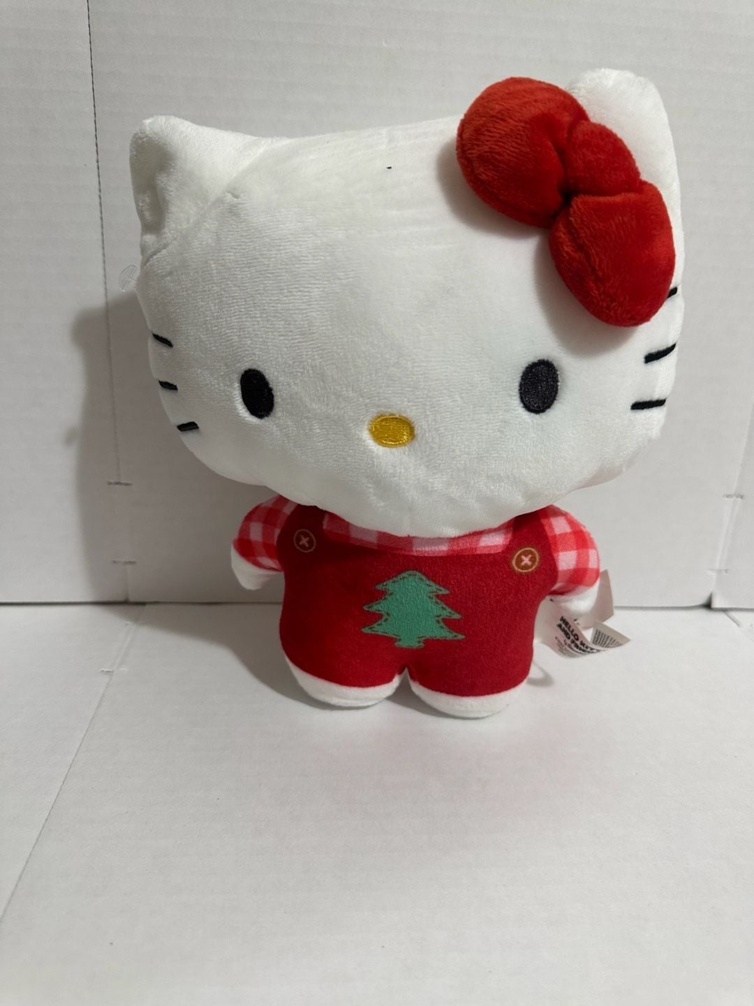 Hello Kitty Christmas Holiday Plush Toy Red Overalls Tree 1
