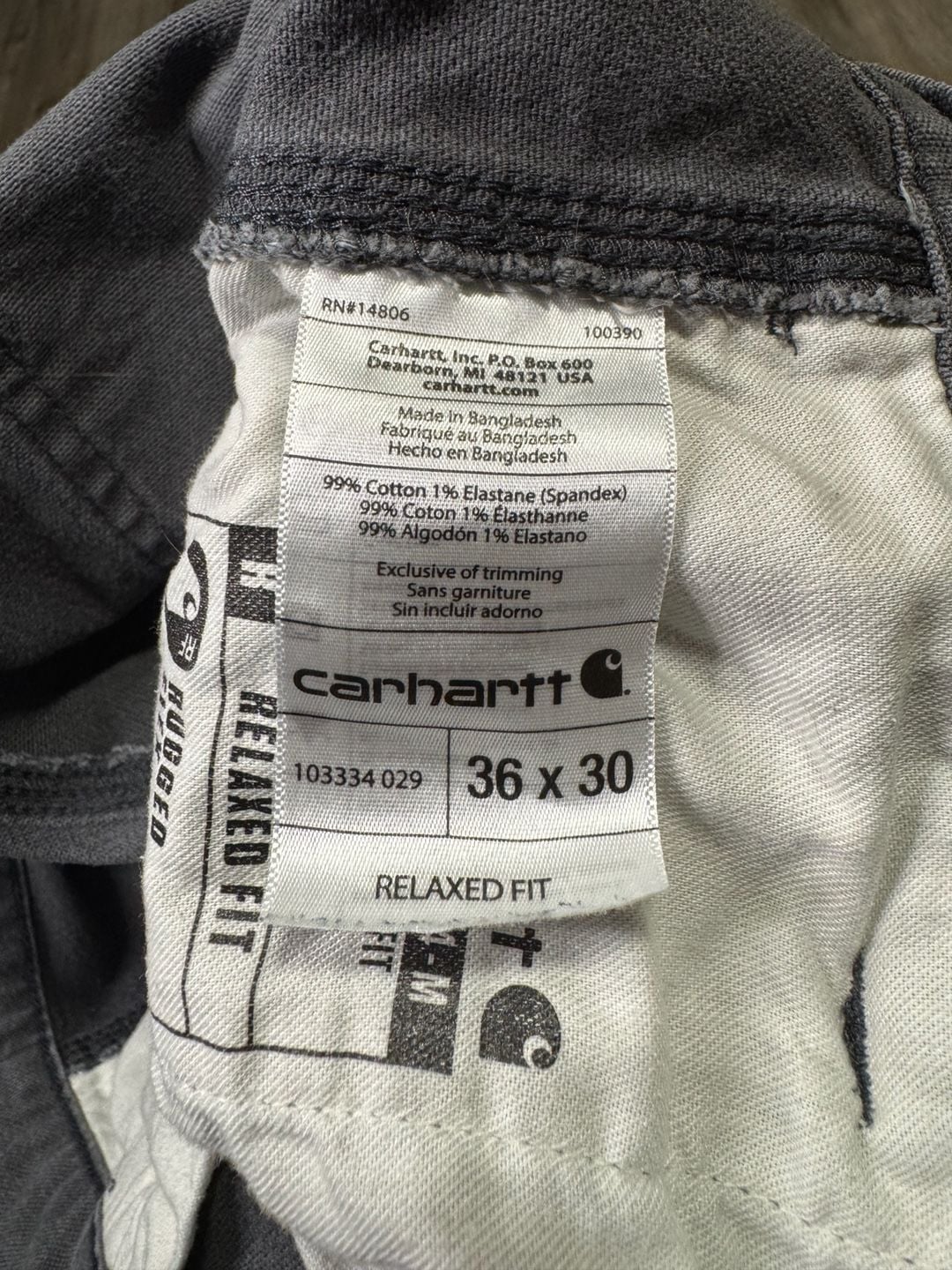 Carhartt Baggy Double Knee Pants w/ Knee Pads Workwear Gray 36x30
6