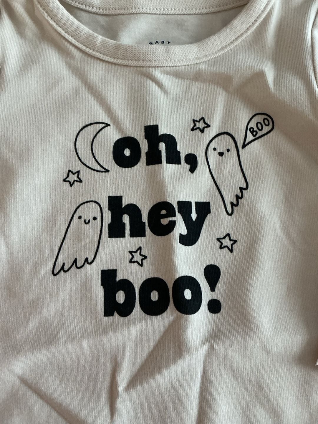 Cat & Jack halloween Oh Hey Boo Romper Size 0-3M Beige 3