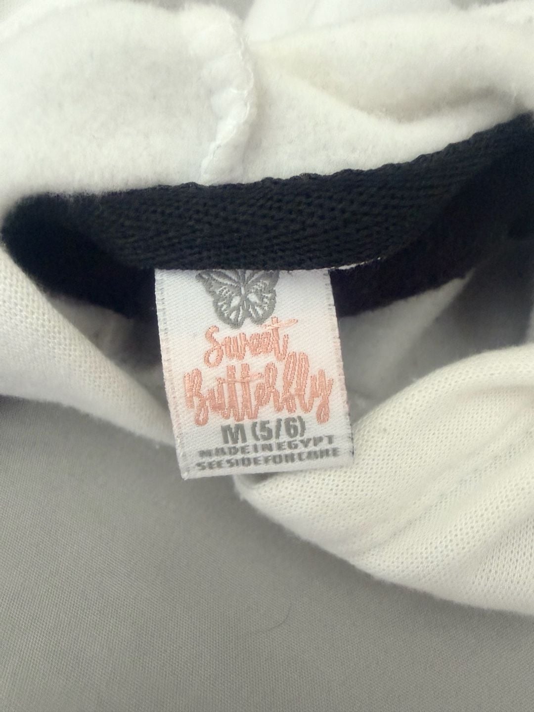Sweet Butterfly Color Block Hoodie Size M (5/6) Black White Peach 4