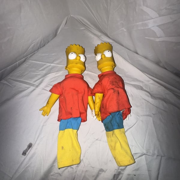 Vintage 1990 The Simpsons Bart Simpson Rubber Head Plush Lot of 2 (stained)