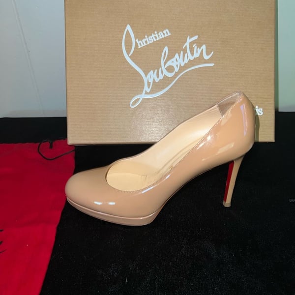 Christian Louboutin New Simple Pump 100 Nude Patent Calf Size 37.5
