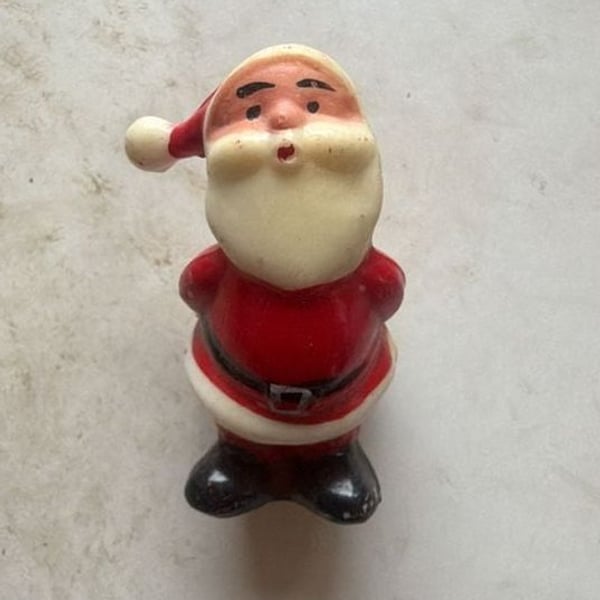 Vintage Plastic Kissing Santa Claus Figurine Christmas Decor