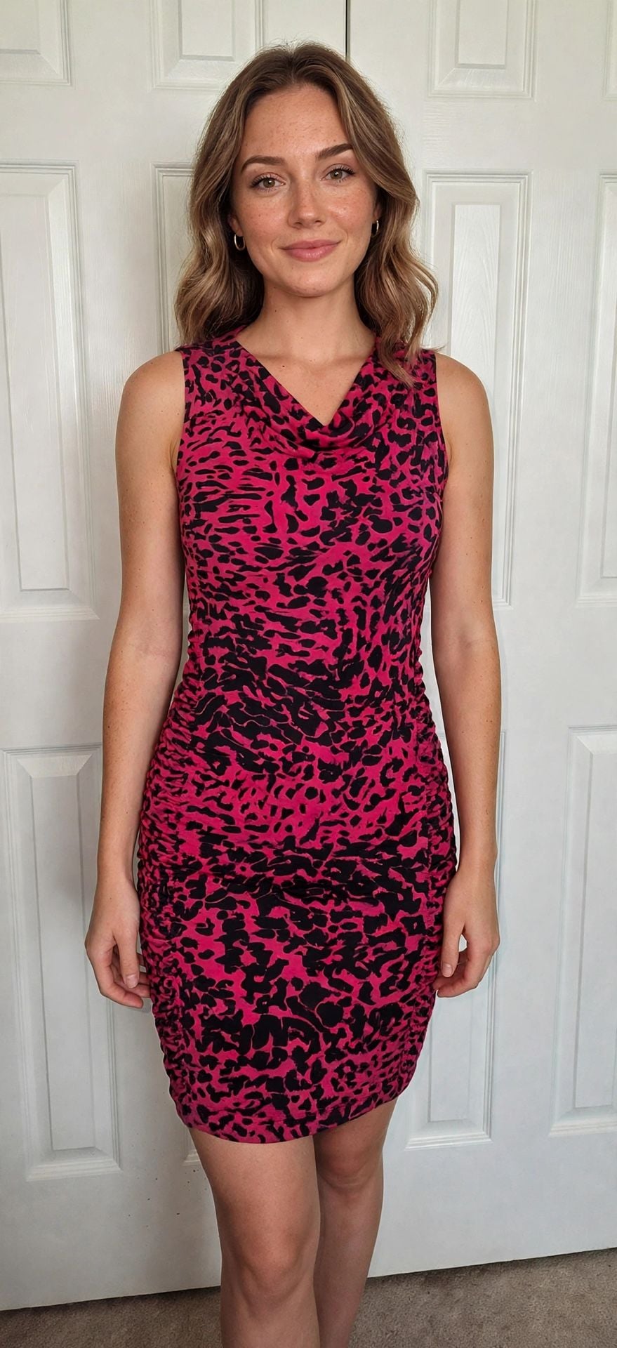 Buttery Soft Raspberry and Black Bodycon Women's Sleeveless Dress Size Small 7