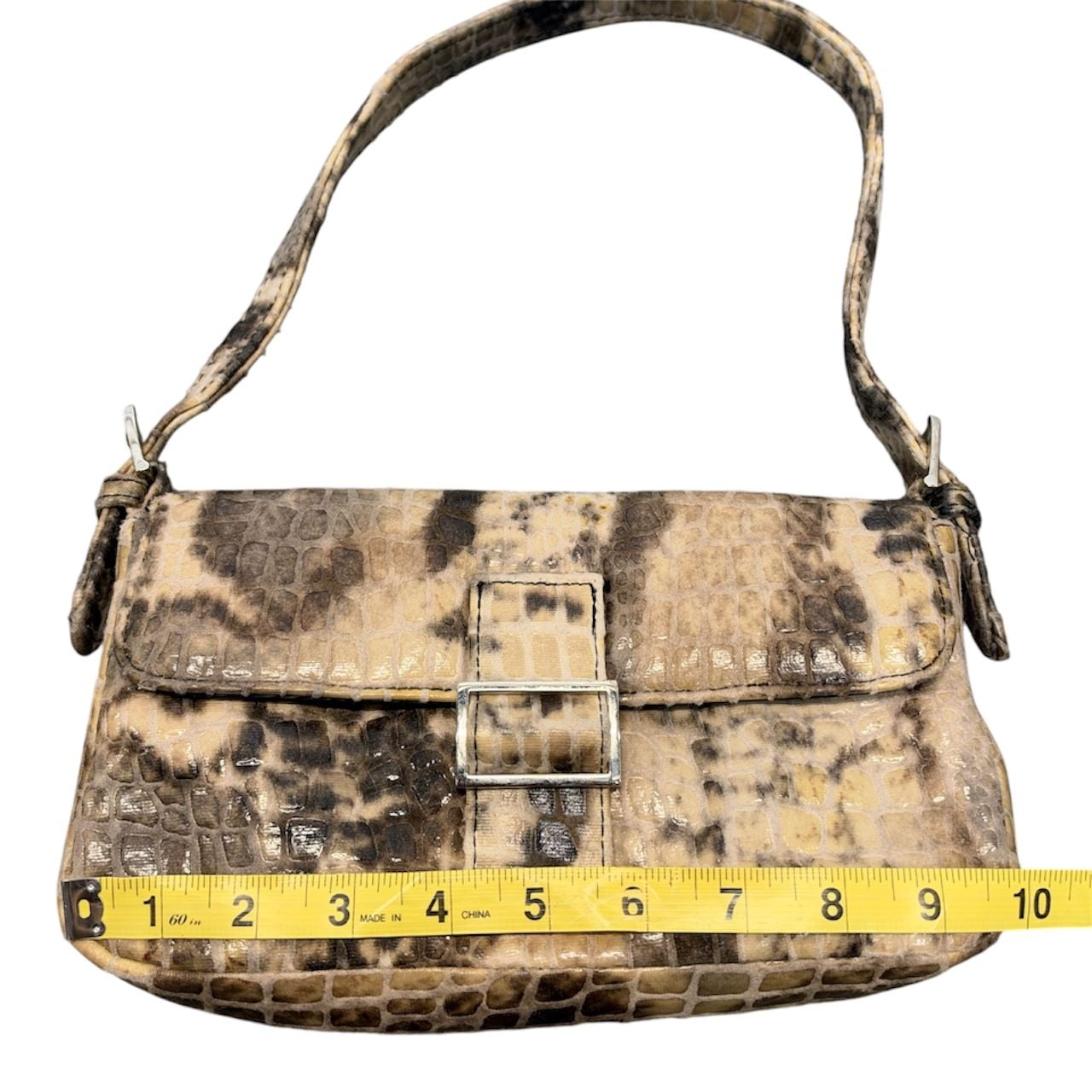Giannini Snakeskin Print Shoulder Baguette Purse 2