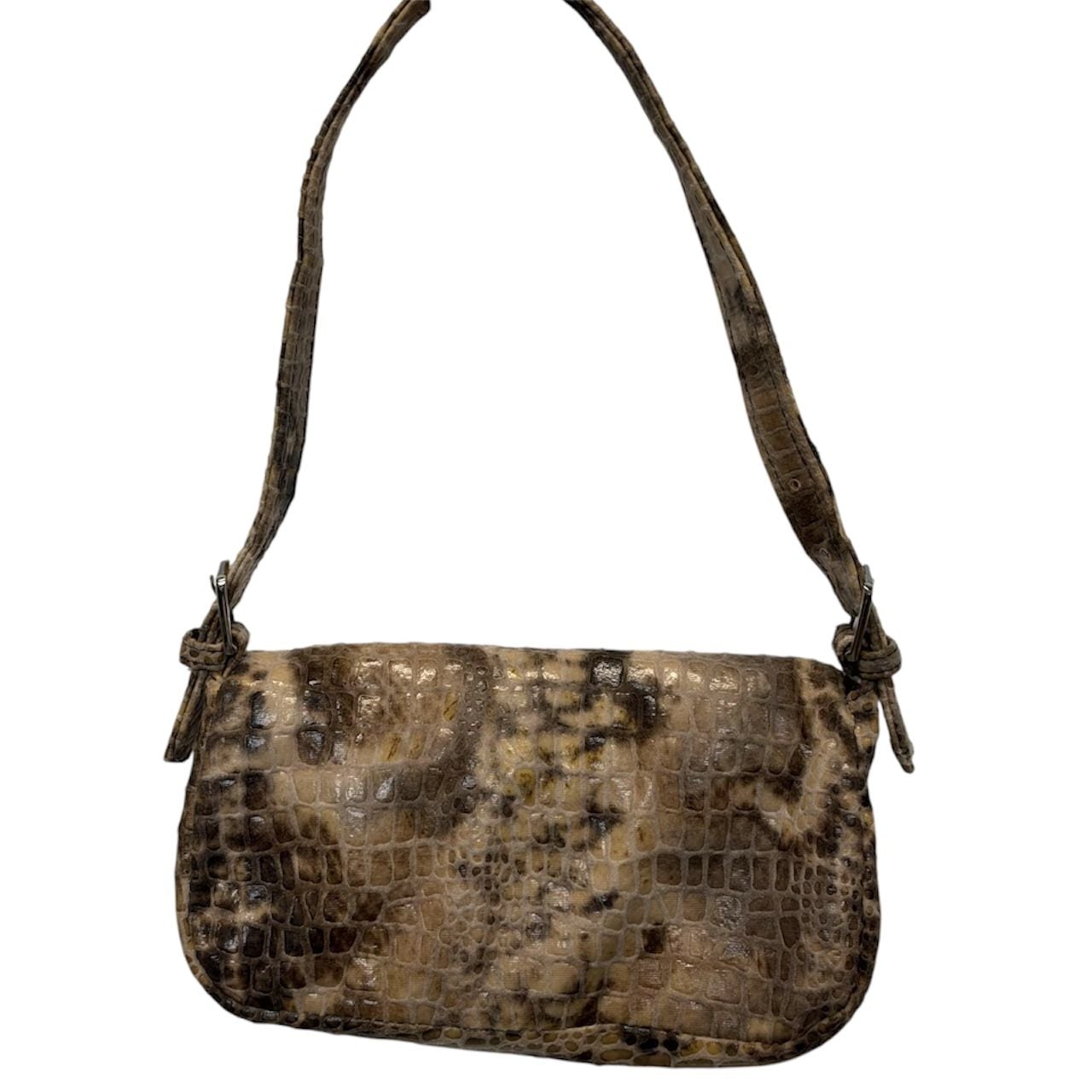 Giannini Snakeskin Print Shoulder Baguette Purse 6