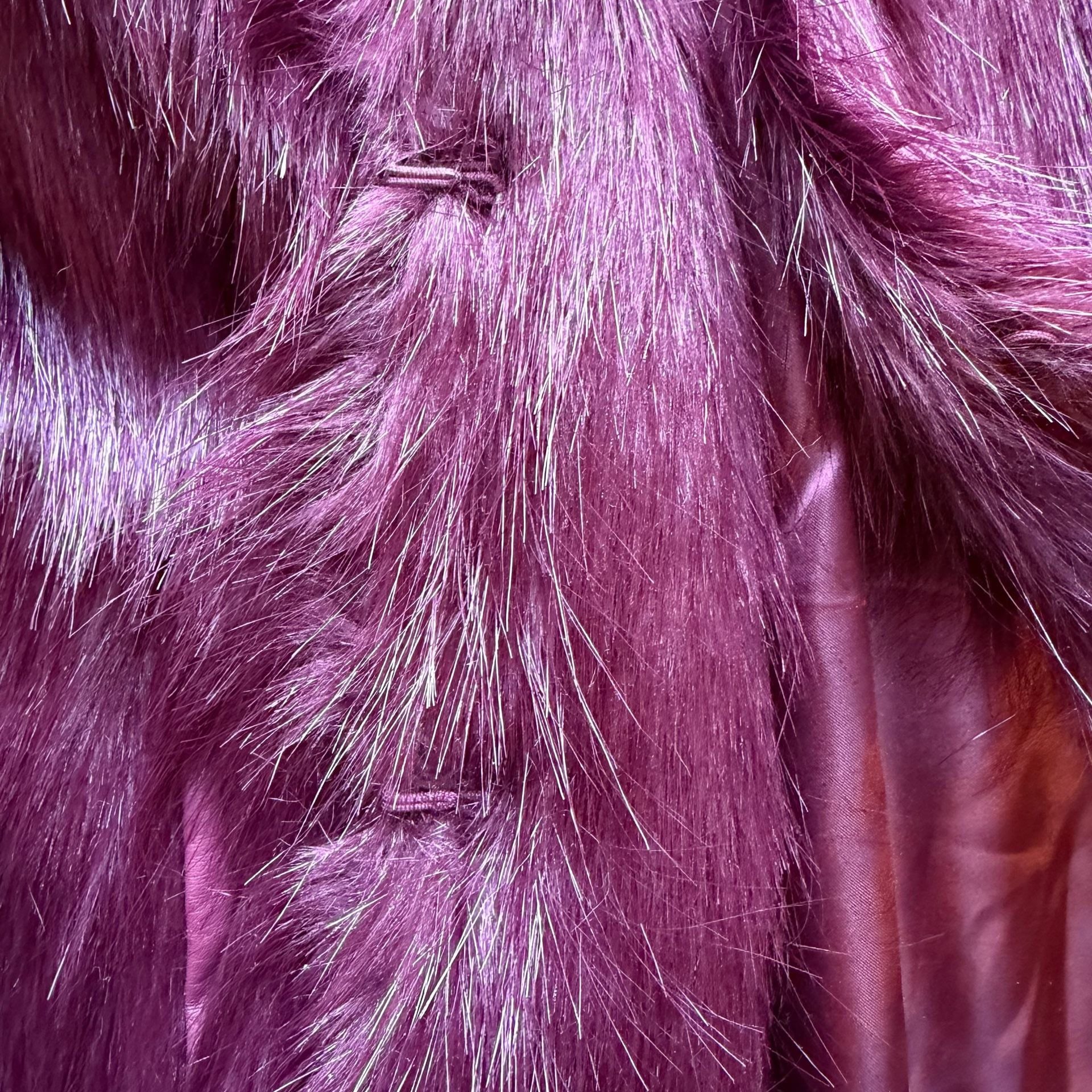 Faux Fur Fuzzy Coat Size S Burgundy Maroon Red Fall Winter Jacket 5