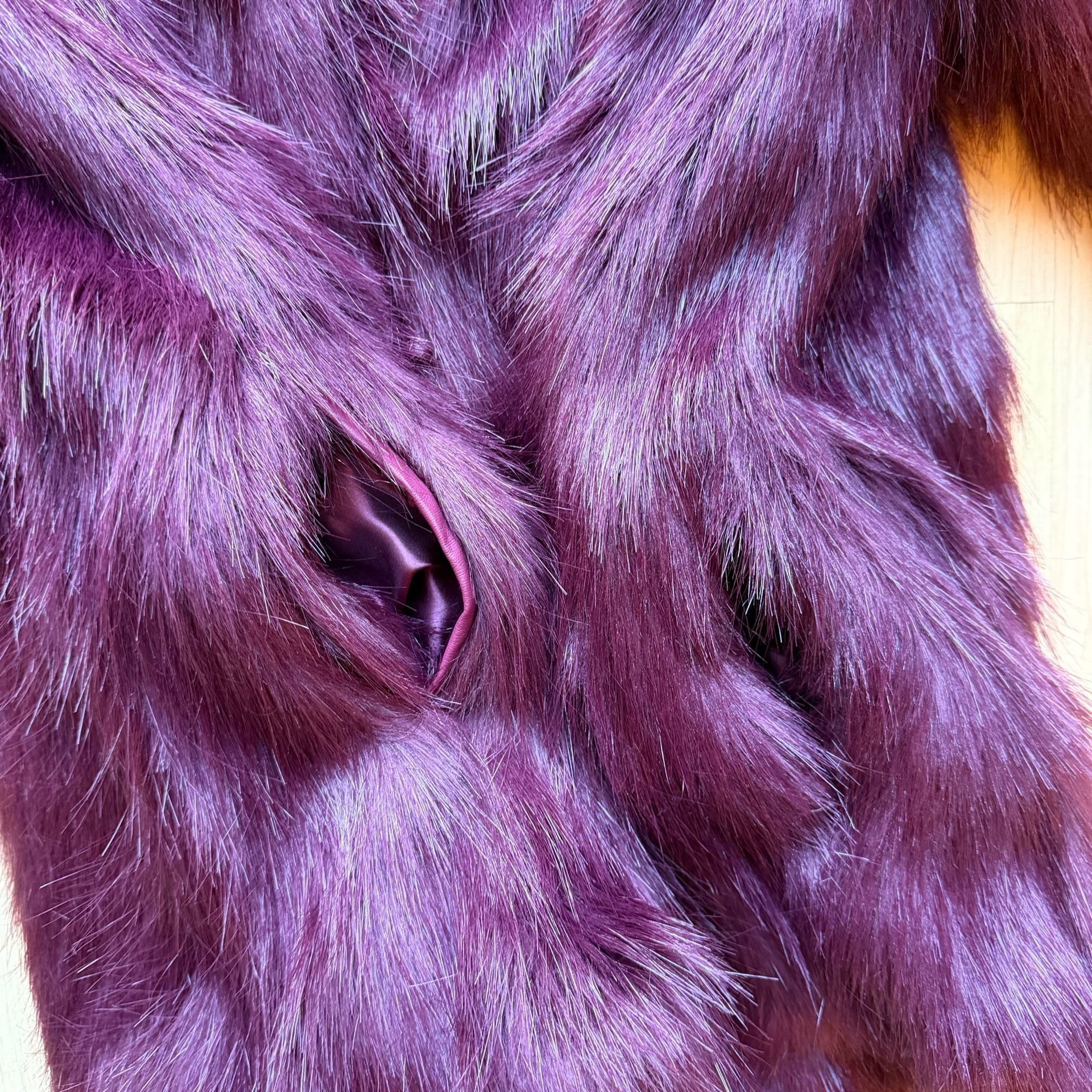 Faux Fur Fuzzy Coat Size S Burgundy Maroon Red Fall Winter Jacket 8